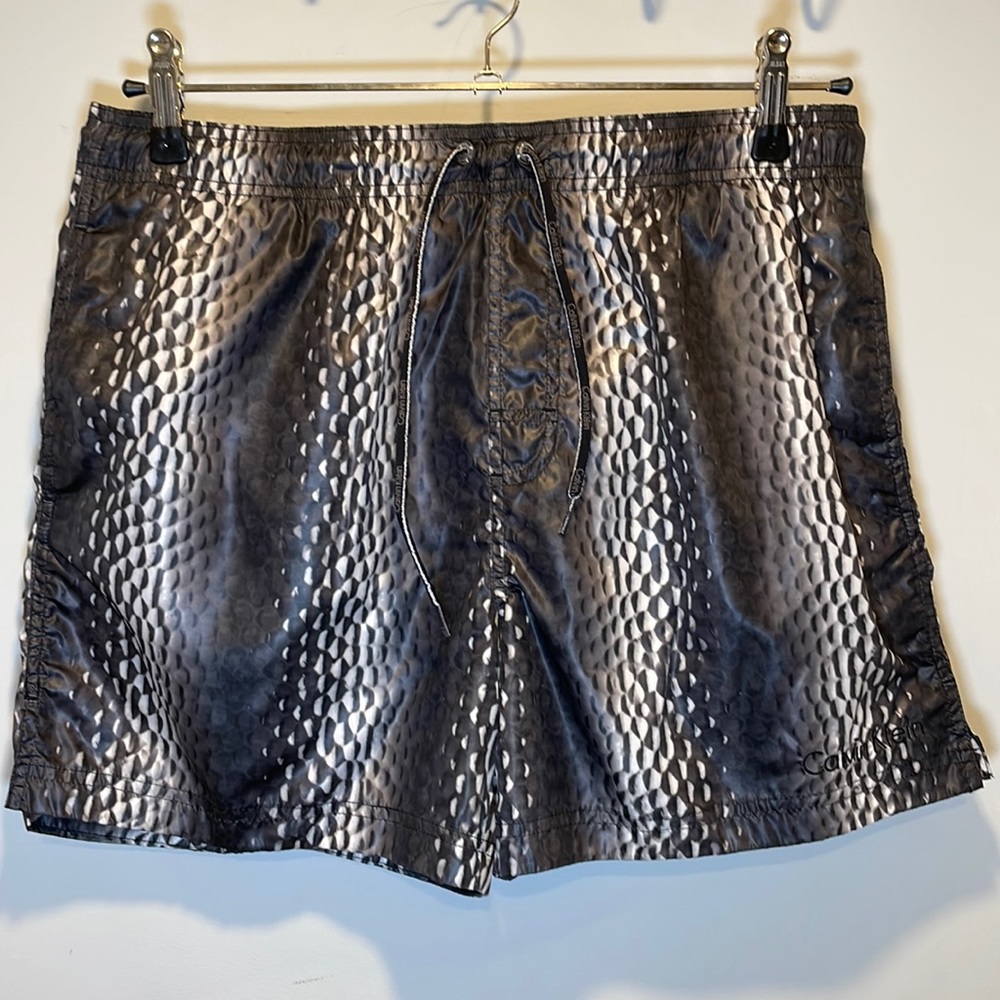 Swim Trunks, Calvin Klein, blk/get Bubble Sheen Pattern. Sz Med